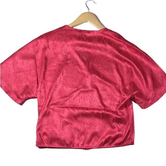 Kensie Wrap Belted Shiny Blouse - Picture 9 of 9